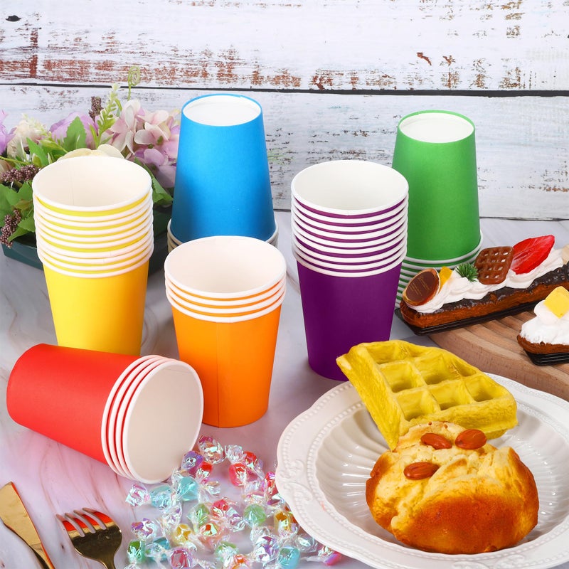 URATOT 60 Pieces 9 Ounce Disposable Paper Cups Party Cups Drinking Cups for Party, DIY and Holiday, 6 Colors - Image 5